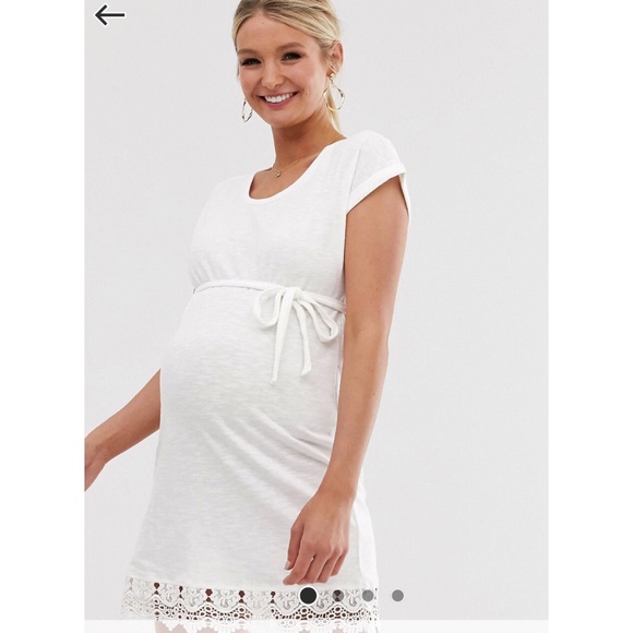 NWOT Mamalicious Lace Trim Cotton Mini Dress - Picture 5 of 5